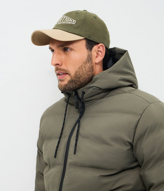 Jaqueta Puffer Esportiva sem Costura com Capuz Verde