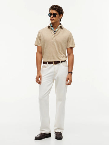 TH™ | New York Label Polohemd aus Leinenmischung, reguläre Passform